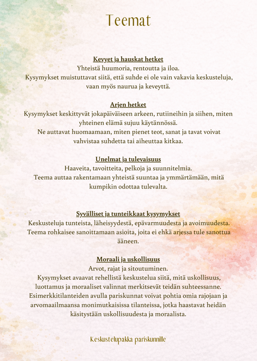 Keskustelupakka pariskunnille