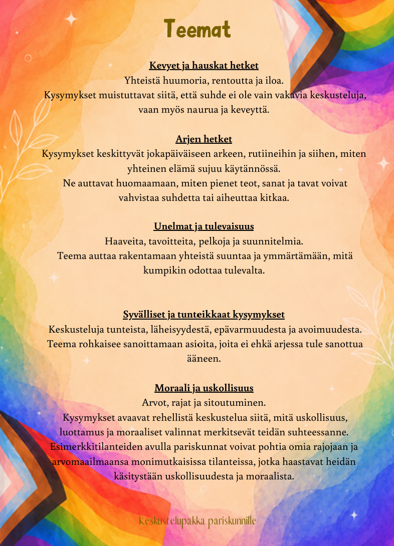 Keskustelupakka pariskunnille x PRIDE